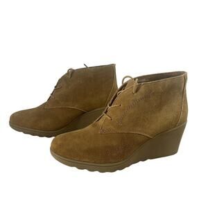 White Mountain Kahlua Womens Brown Suede Leather Wedge Ankle Booties Size 10M